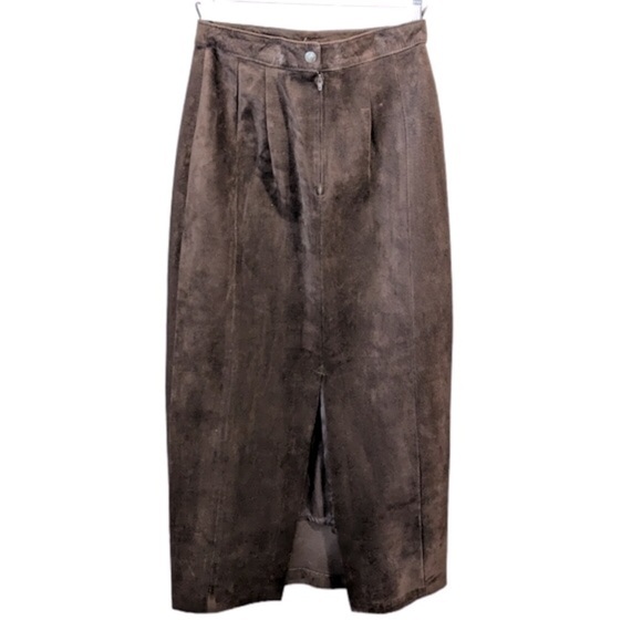 VINTAGE brown suede maxi skirt size 11 - Picture 4 of 8